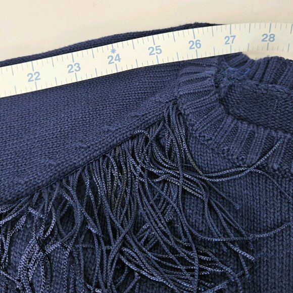 Piperlime Women's Fringed Blue Knit Sweater, Size Small - Picture 9 of 9